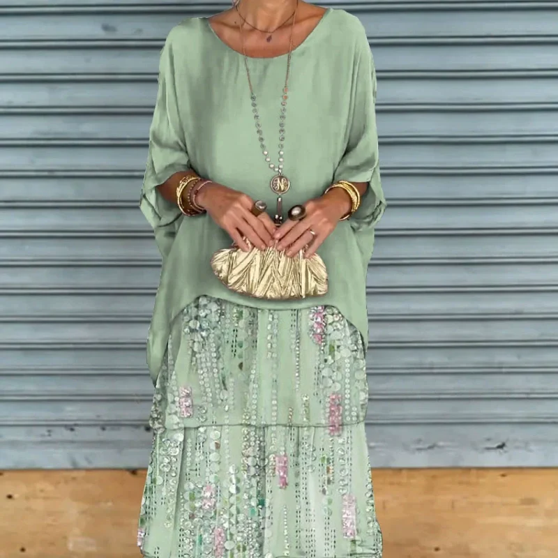 Elegant Round Neck Mesh Floral Layered Dress - Image 4