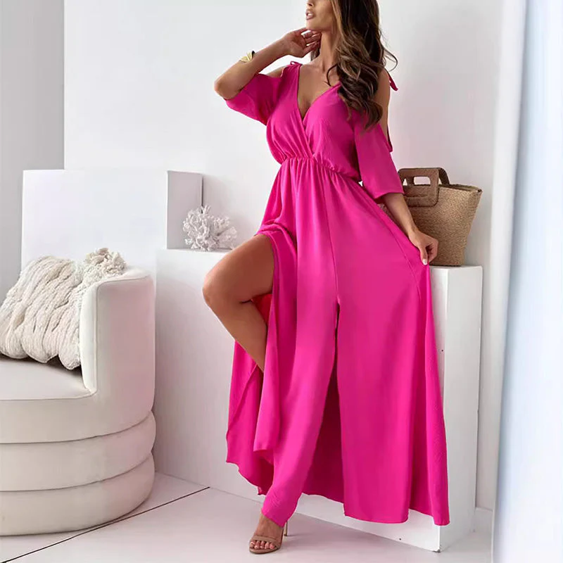 💖Limited Sale 49% OFF💖Women’s Elegant Sexy V Neck Side Slit Dress - Image 4