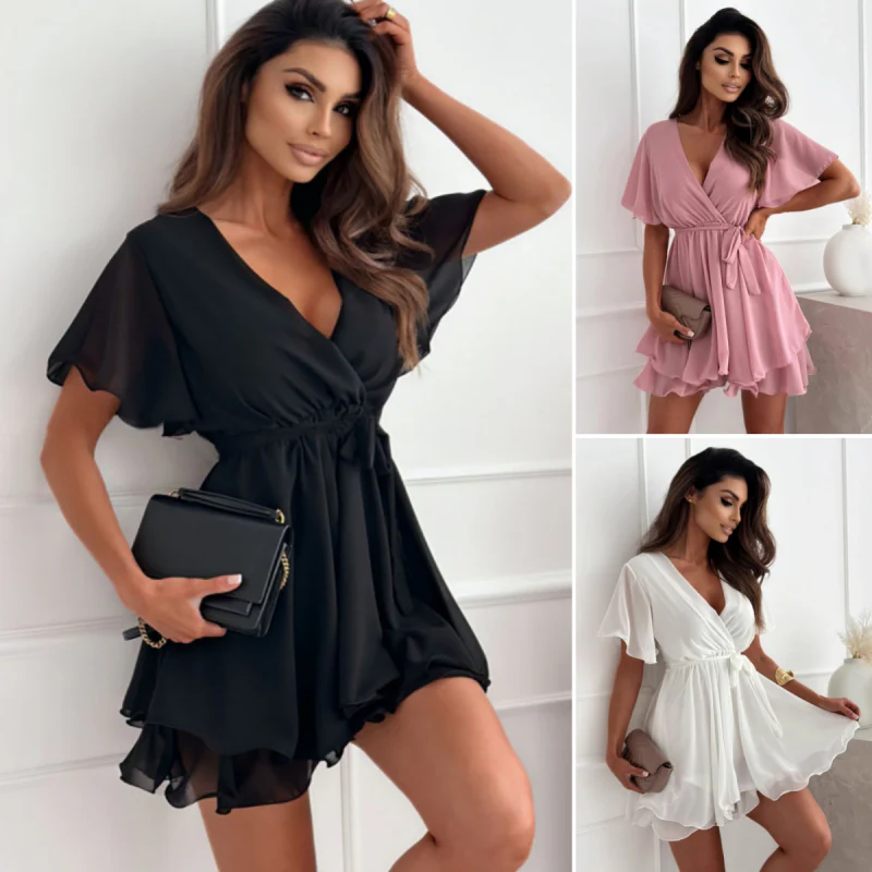 Elegant V-Neck Flowy Dress