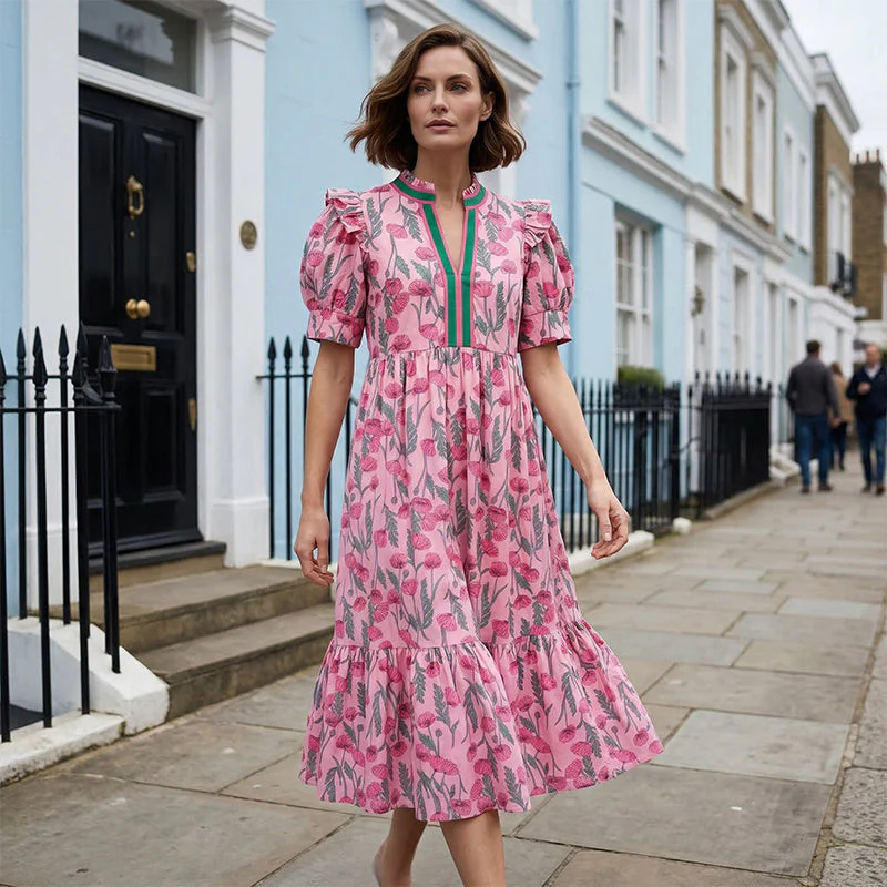 💕SPRING HOT SALE 50% OFF💕Women's Floral Print Puff Sleeve Maxi Dress - Image 6