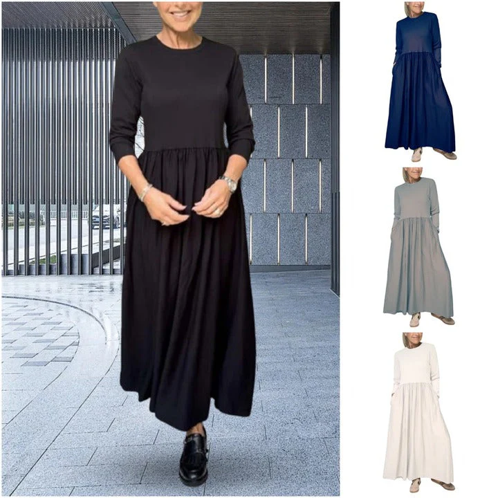 🎉🔥Biggest Sale -50% OFF🔥Flowy Knit Midi Dress with Full Sleeves - Image 2