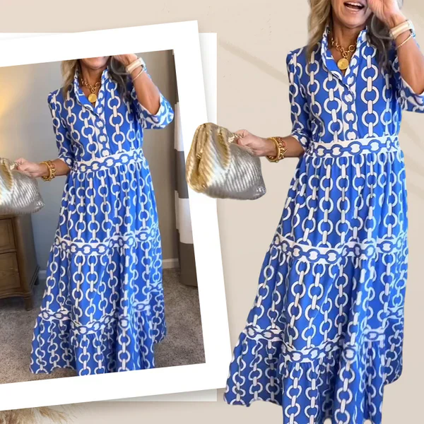 🎉Spring Specials Sale 50% OFF🌸💐Women’s Geometric Print V-Neck Maxi Dress