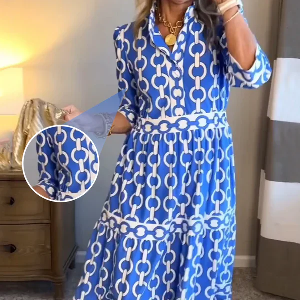 🎉Spring Specials Sale 50% OFF🌸💐Women’s Geometric Print V-Neck Maxi Dress - Image 8