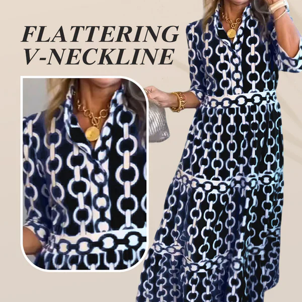 🎉Spring Specials Sale 50% OFF🌸💐Women’s Geometric Print V-Neck Maxi Dress - Image 9