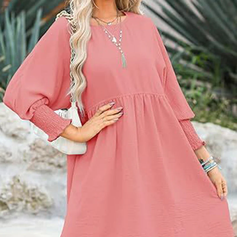 💕What should I wear tomorrow?💕Round Neck Dress with 3/4 Sleeves - Image 2
