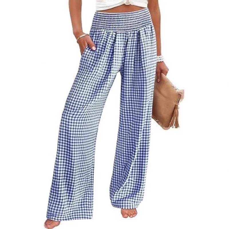 ⏳LAST DAY SALE 50% OFF!🎁Striped Gingham Wide Leg Pants High Waisted With Pockets - Image 20