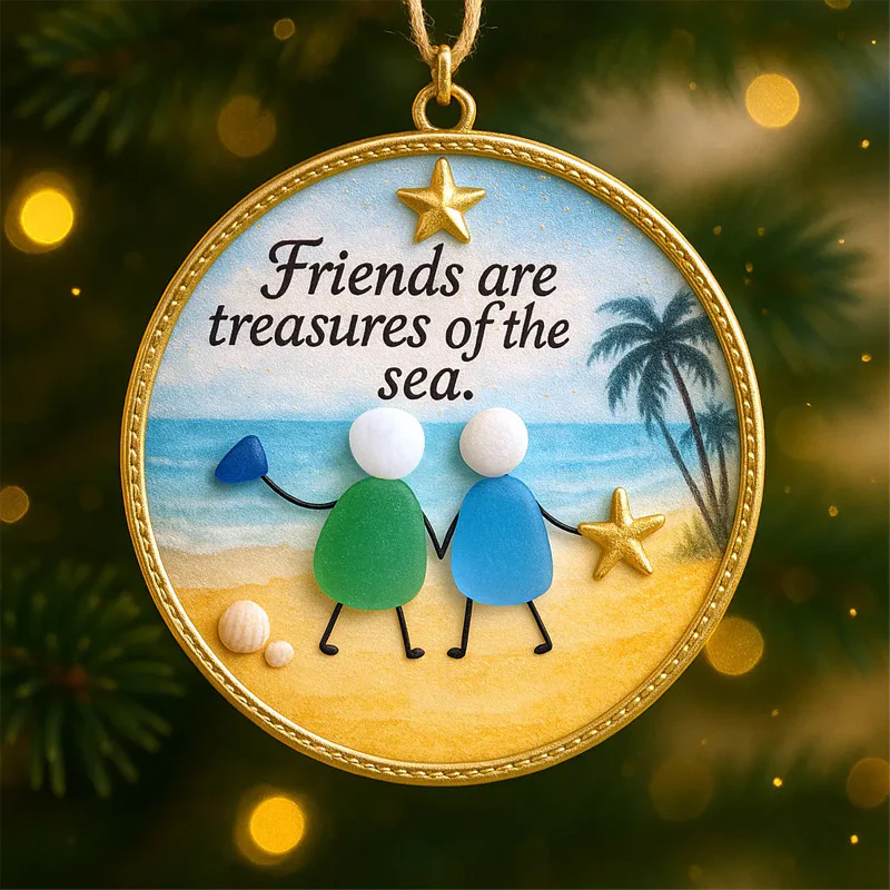 🥰Friendship/Sister/Colleagues Sea Glass Christmas Ornament - Image 4