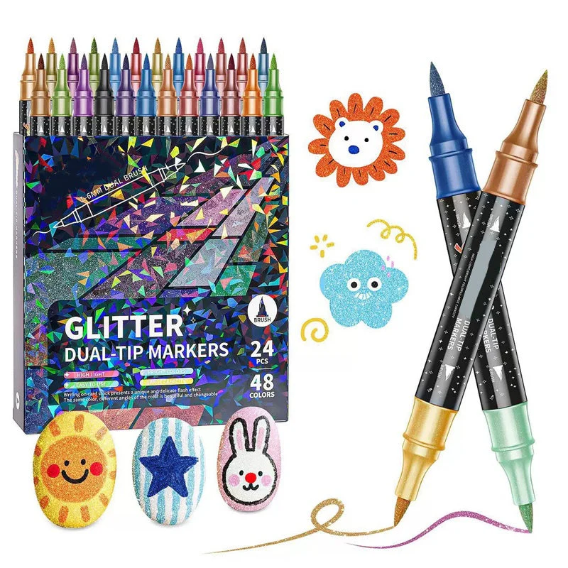 🎨Glitter Effect Brush Markers🥇✨: Create Sparkling Art Smoothly 🥳(🌈24-96 Colors | Smooth No Clog | No Bleed Through📝) - Image 10