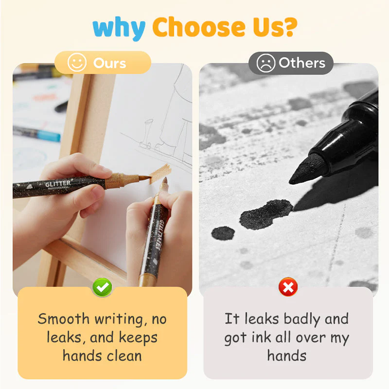 🎨Glitter Effect Brush Markers🥇✨: Create Sparkling Art Smoothly 🥳(🌈24-96 Colors | Smooth No Clog | No Bleed Through📝) - Image 5