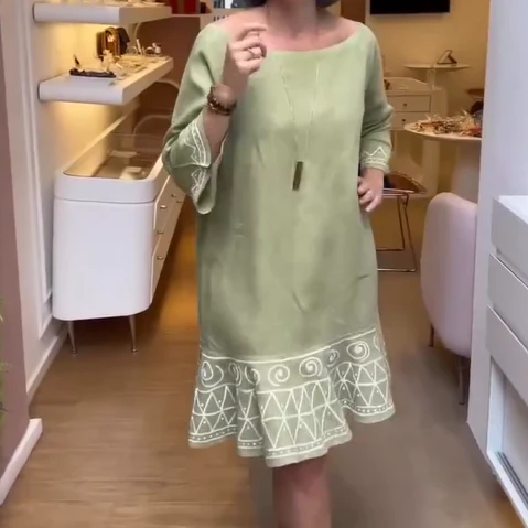 Green Ruffle Trim Mini Dress - Image 4