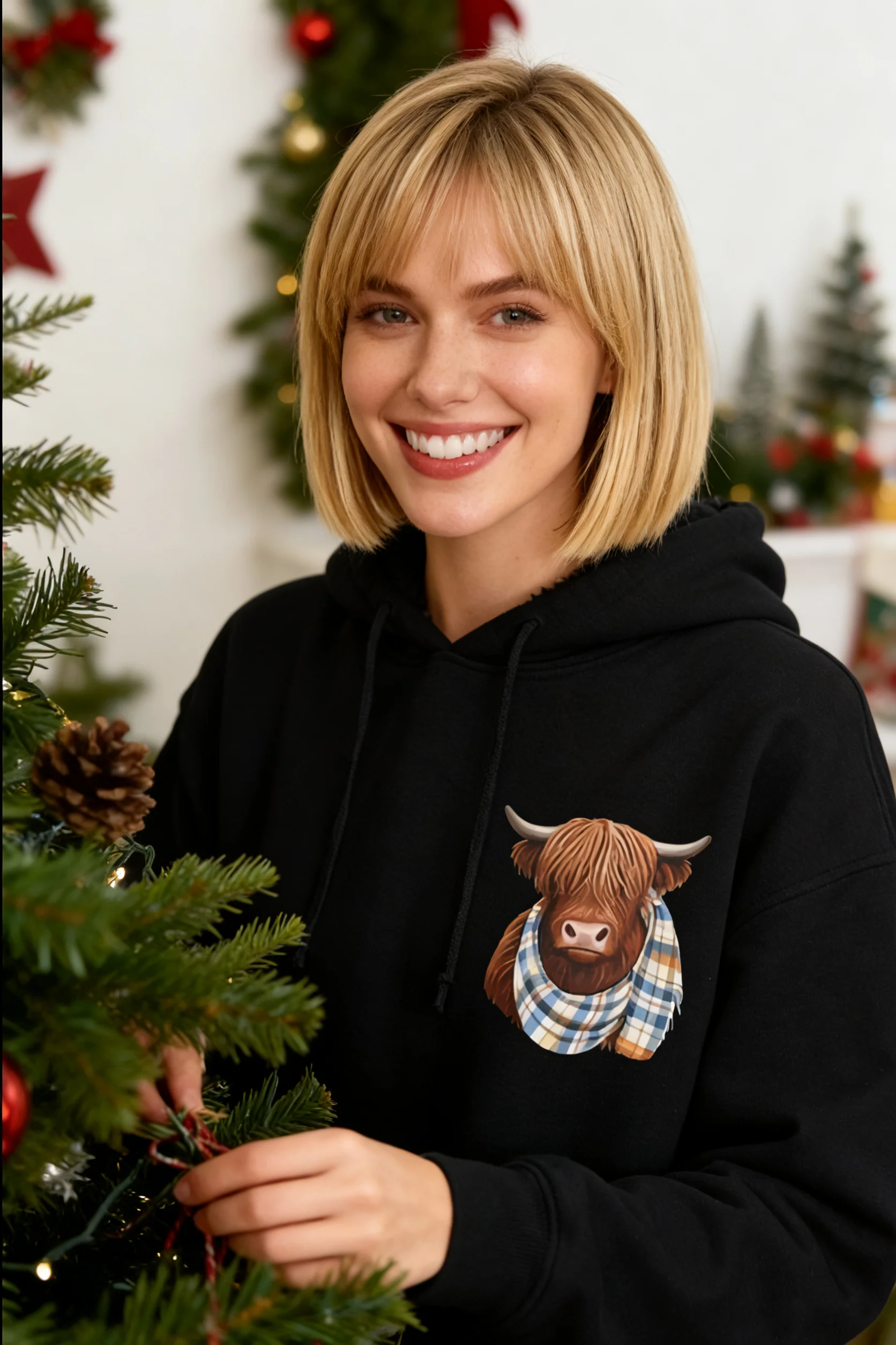 💥CHRISTMAS SALE 50% OFF!!🔥🎁Cute Highland Cow Cozy Fleece-Lined Hooded Sweatshirt🦬3 - Image 8