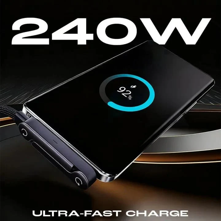 🏆LAST DAY BUY 1 GET 1 FREE!!⚡50K+ SOLD! Almost Gone-💥⚡Official Authorized | MFi-Certified Cables🔥 2-in-1 Invisible Holder Charger Cable - 240W Fast Charging Cord with Built-In Phone Stand - Image 2