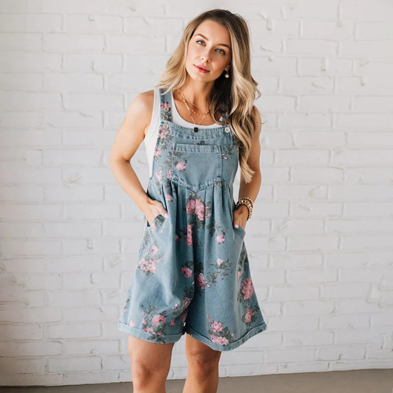 🌸2026 New Fashion🌸 Vintage Floral Printed Denim Jumpsuit - Image 3