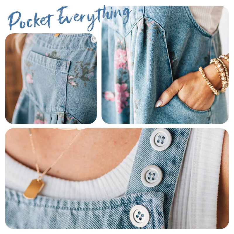 🌸2026 New Fashion🌸 Vintage Floral Printed Denim Jumpsuit - Image 7