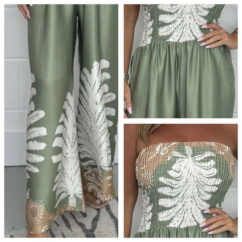 🔥 Summer Special 50% off 🌊Women’s Sexy Summer Print Loose Fit Strapless Jumpsuit💕 - Image 7