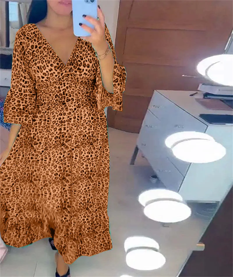 🔥LAST DAY SALE 49% OFF🔥Women's Cotton Wrap Dress with leopard pattern - Image 4