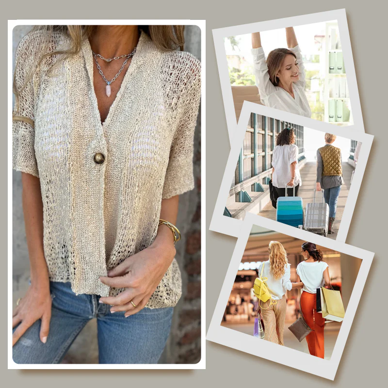 💐LAST DAY SALE 49% OFF🔥Women’s Solid One Button Knitted Top - Image 8