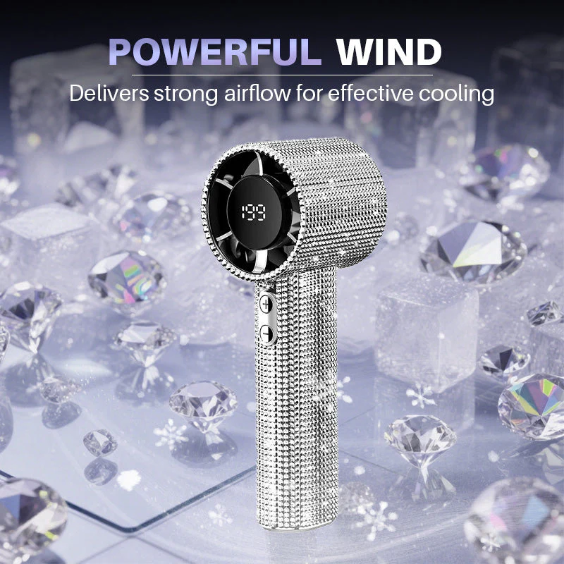 Hand fan with shiny rhinestones and high speed - Image 4