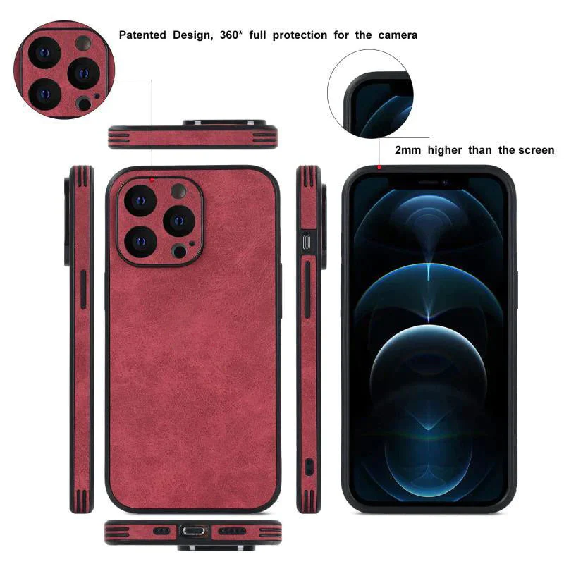 Capacul carcasei cu piele de miel cu patru pachete pentru iPhone - Image 5