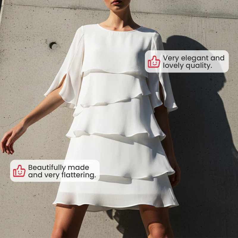 💥Last Day Special Price: ￡13.99!!💥Women's Elegant Layered Ruffle Sleeve Dress - Image 4