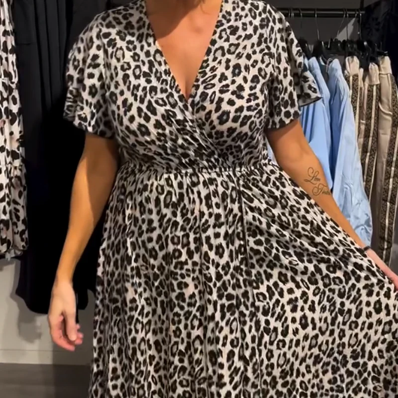 🔥Summer Hot Sale 55％ OFF💝Women’s Fashion Leopard Print Maxi Dress - Image 5