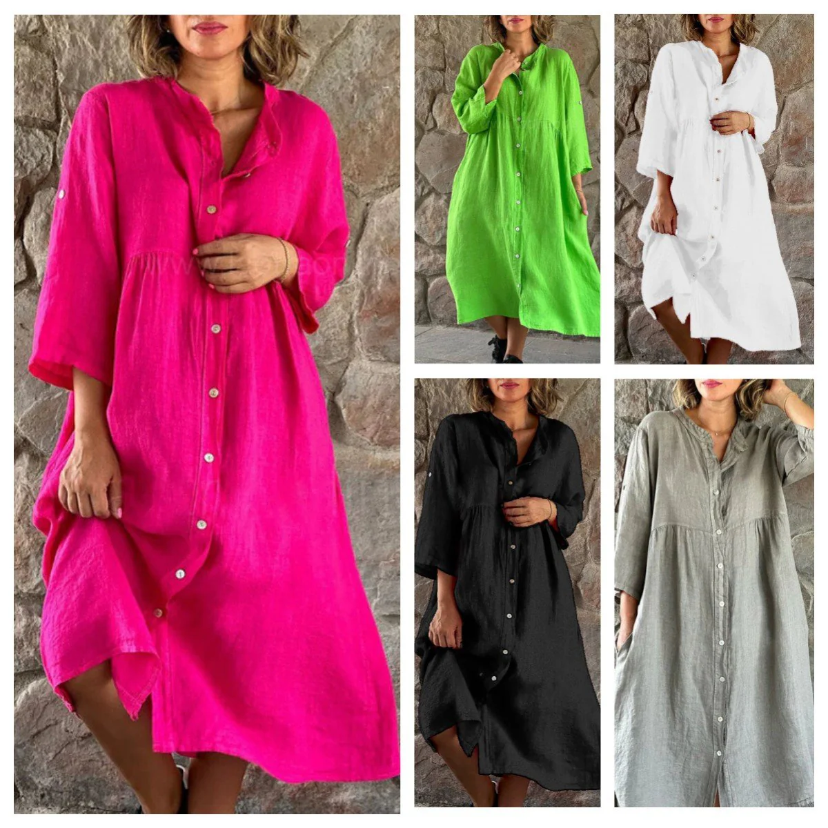 🌷LAST DAY SALE 49% OFF🌷Cotton And Linen Loose Shirt Dress