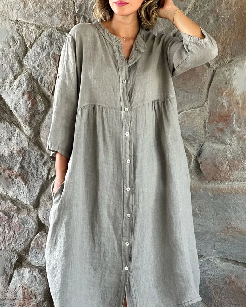 🌷LAST DAY SALE 49% OFF🌷Cotton And Linen Loose Shirt Dress - Image 5