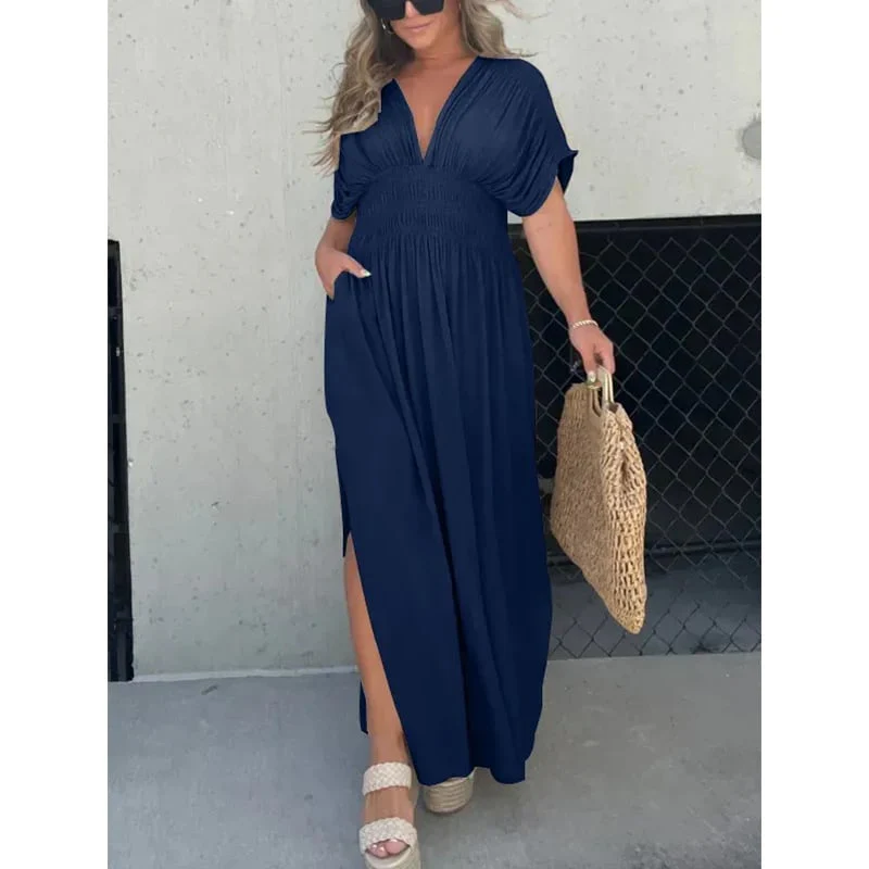 💗NEW IN SALE 50% OFF💗SLIT V-NECK EFFORTLESS MAXI LONG DRESS - Image 16