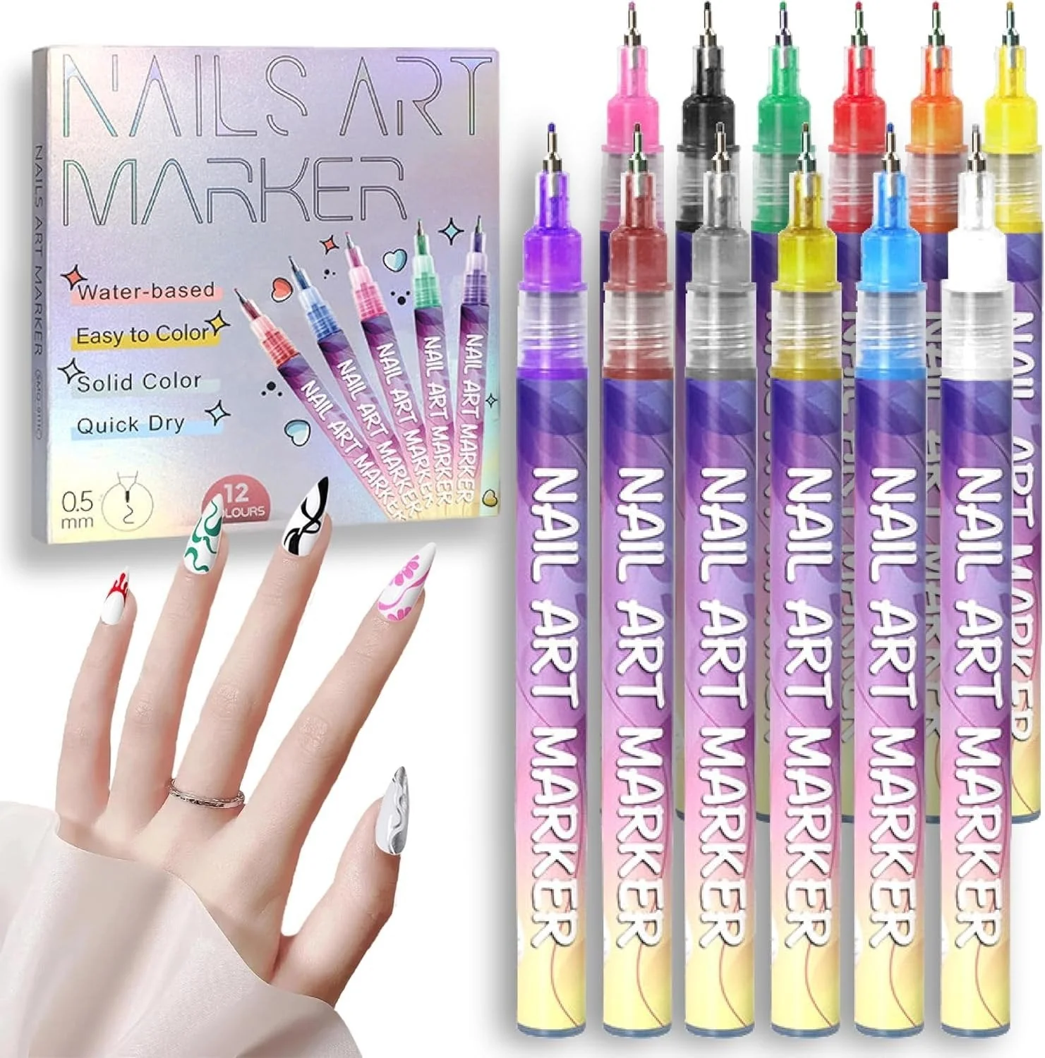 ⏰CHRISTMAS SPECIAL PRICE: ￡9.99!!⏳12 Colors Nail Art Pens Set🎨💅2 - Image 3