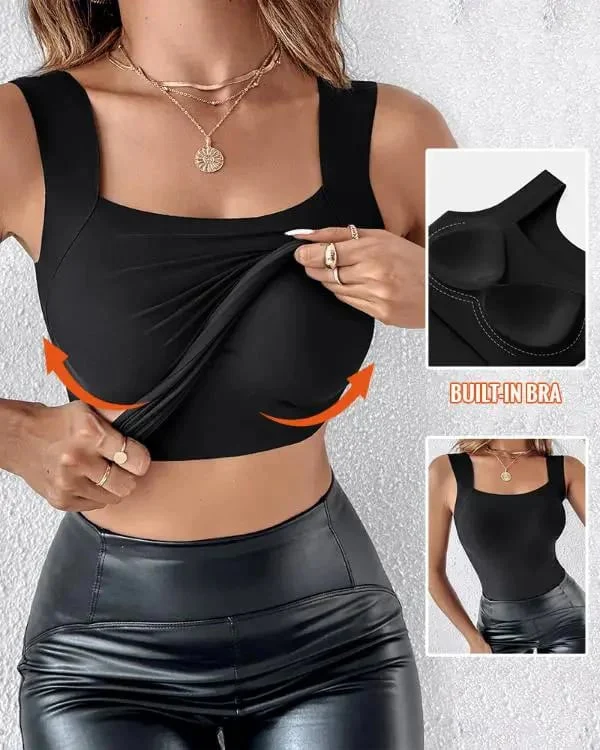 ⏳LAST DAY: ONLY £8.99!!⚡60K+ SOLD!💐Women's U Neck Thermal Tank Tops with Built-In Bra - Image 2