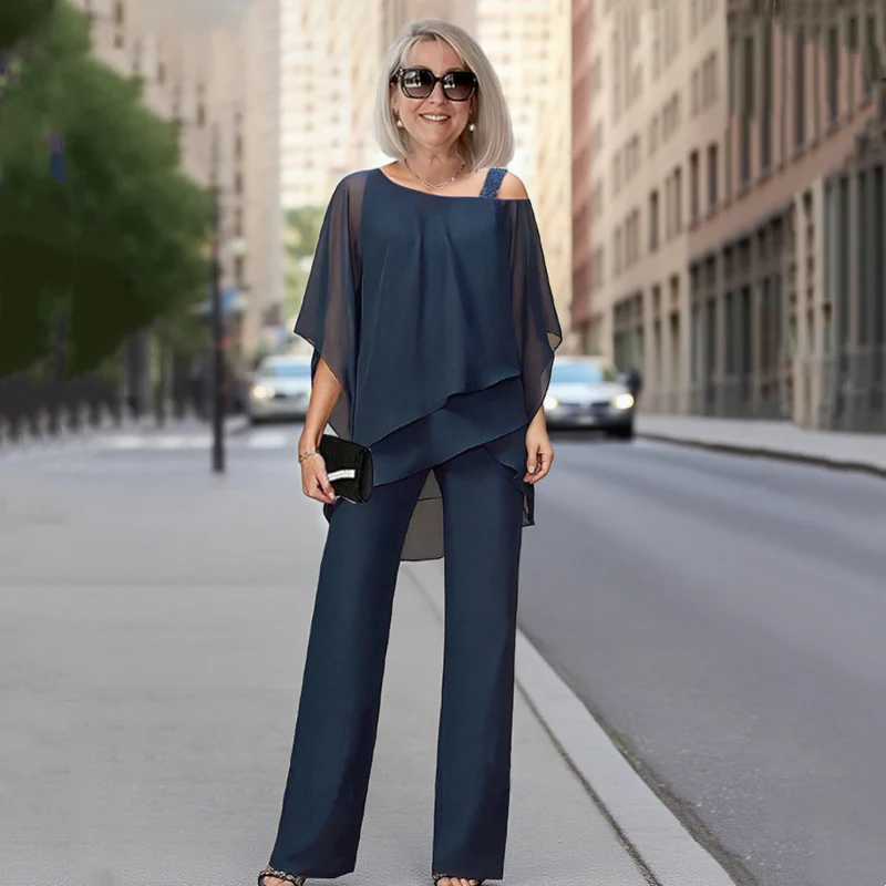 ⏳Limited-time 50% off⏰Women’s Irregular Chiffon Tops ＆ Wide-Leg Pants 2-Piece Set👚👖
