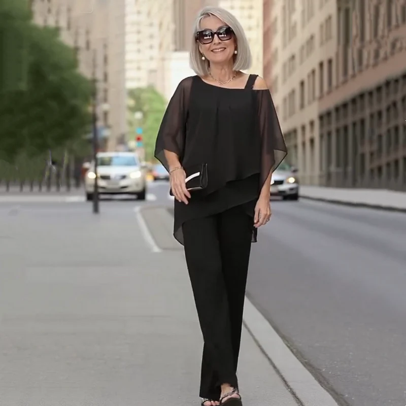 ⏳Limited-time 50% off⏰Women’s Irregular Chiffon Tops ＆ Wide-Leg Pants 2-Piece Set👚👖 - Image 2