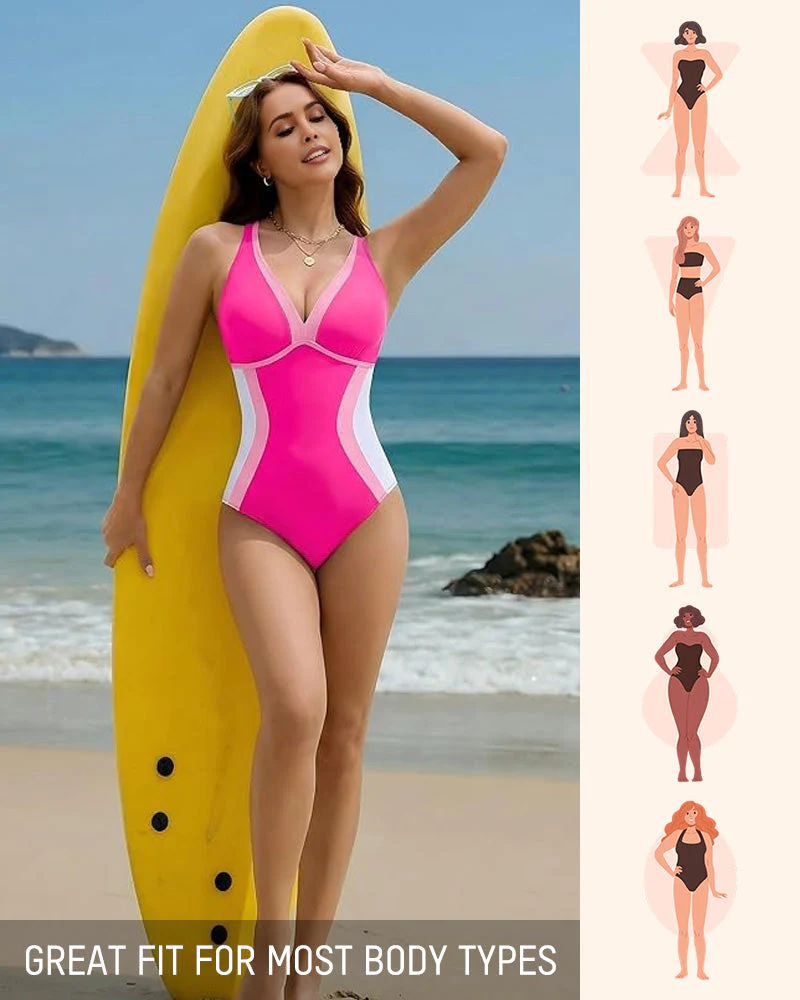 🔥HOT SALE 50% OFF👙Color Block Tummy Control One-Piece Swimsuit - Image 4