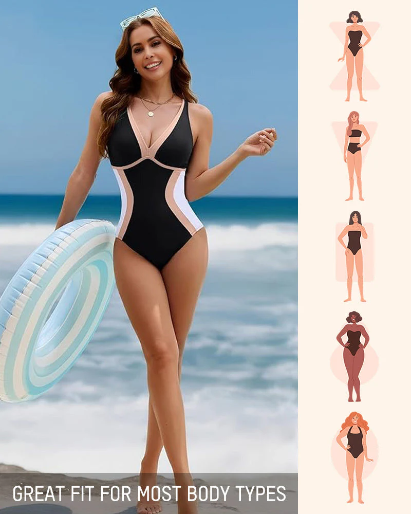 🔥HOT SALE 50% OFF👙Color Block Tummy Control One-Piece Swimsuit - Image 5
