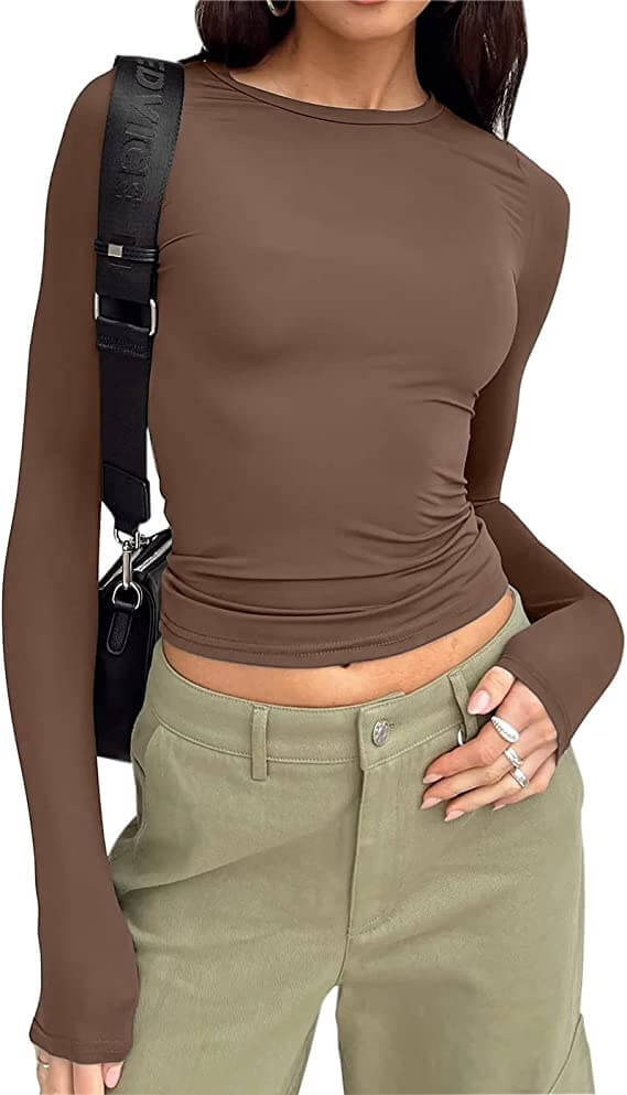🏆Limited Sale 49% OFF🔥Women’s Basic Slim Open Navel T-shirt - Image 11