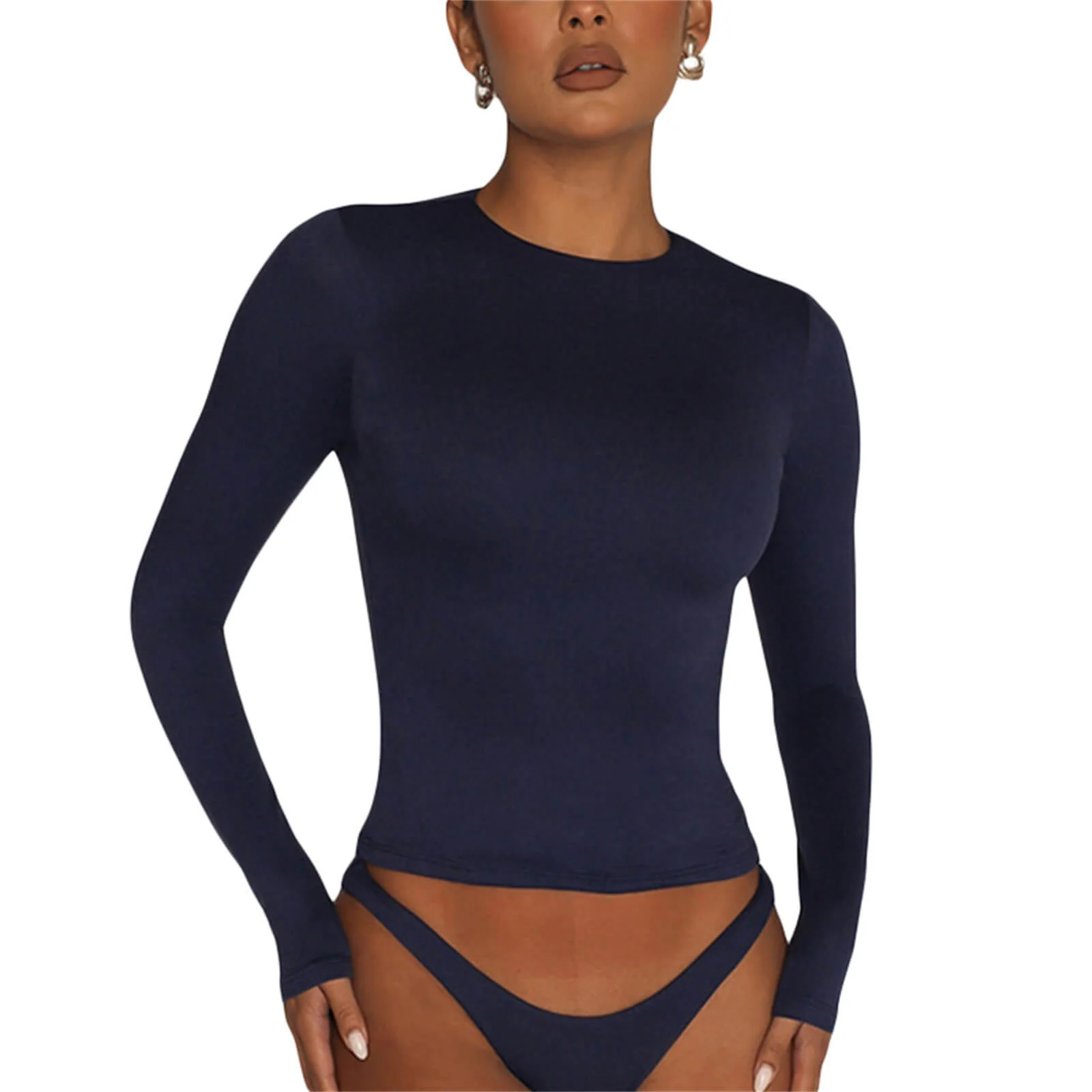 🏆Limited Sale 49% OFF🔥Women’s Basic Slim Open Navel T-shirt - Image 6