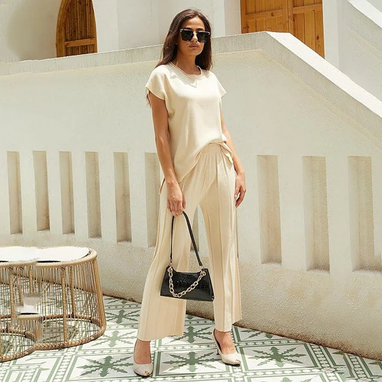 🎉Hot Promotion 50% OFF🛍️Short-Sleeve Top & Wide-Leg Pants 2-Piece Set - Image 2