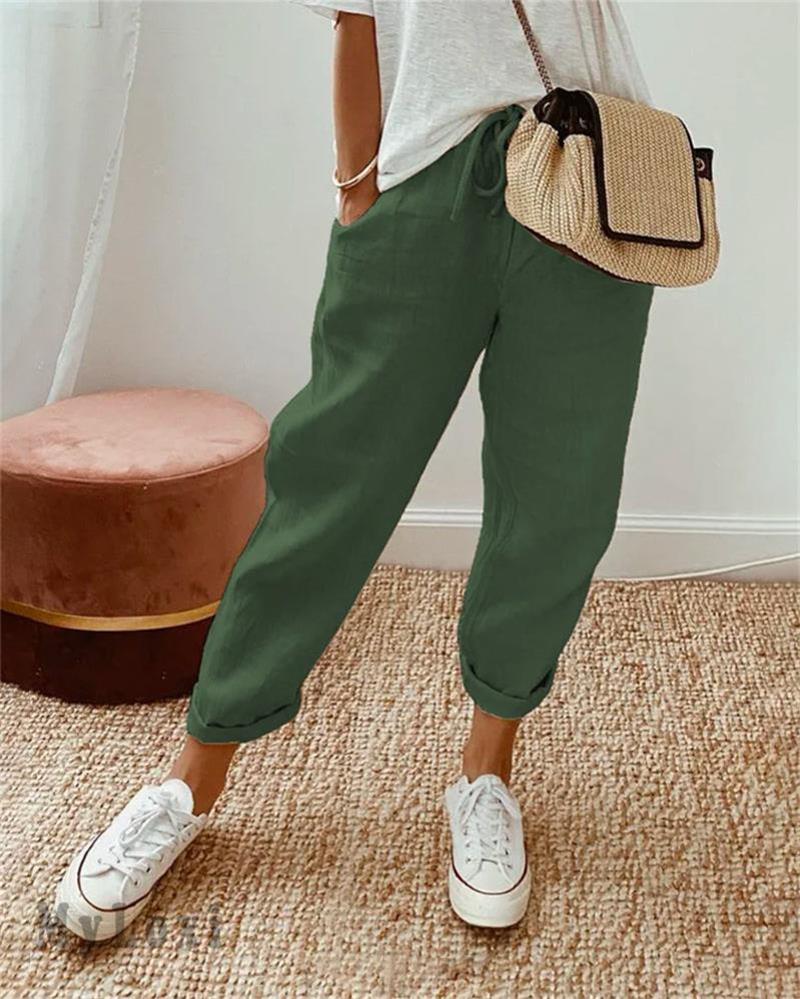 🔥Limited time sale: ONLY ￡13.99!!🌿 Casual Cotton and Linen Pants for Women – Breathable, High-Waisted & Ankle-Length Elegance ✨☀️ - Image 4