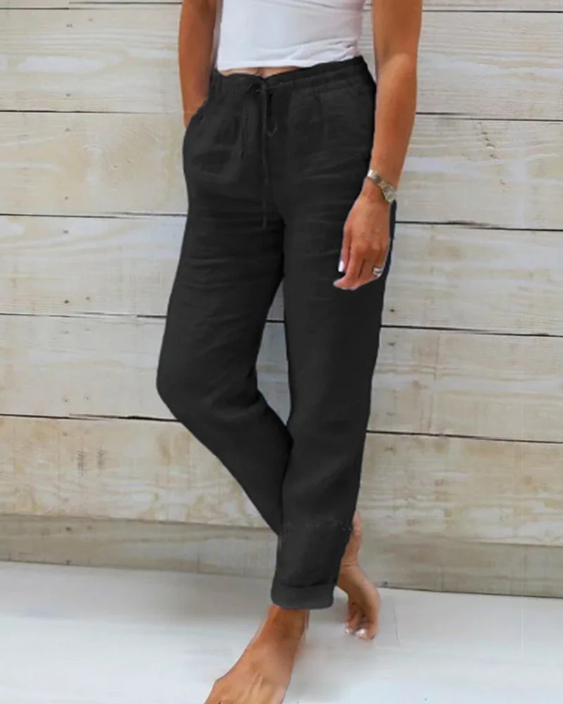 🌸LAST DAY SPECIAL PRICE: ￡11.99!!🌸Women's  Elastic Waist Cotton Linen Casual Pants - Image 10