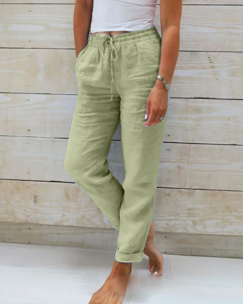 🌸LAST DAY SPECIAL PRICE: ￡11.99!!🌸Women's  Elastic Waist Cotton Linen Casual Pants - Image 11
