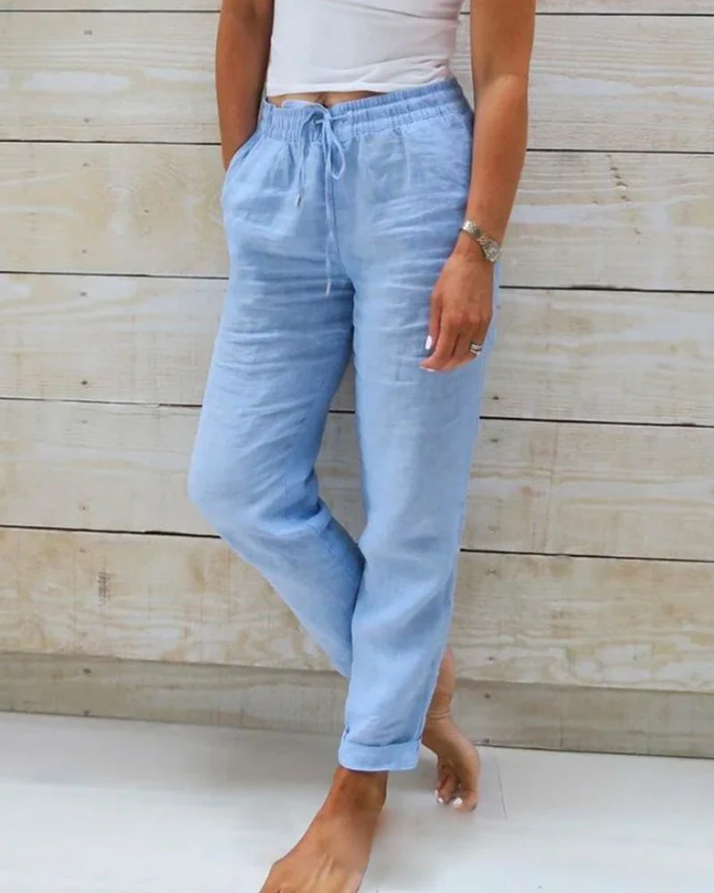 🌸LAST DAY SPECIAL PRICE: ￡11.99!!🌸Women's  Elastic Waist Cotton Linen Casual Pants - Image 2