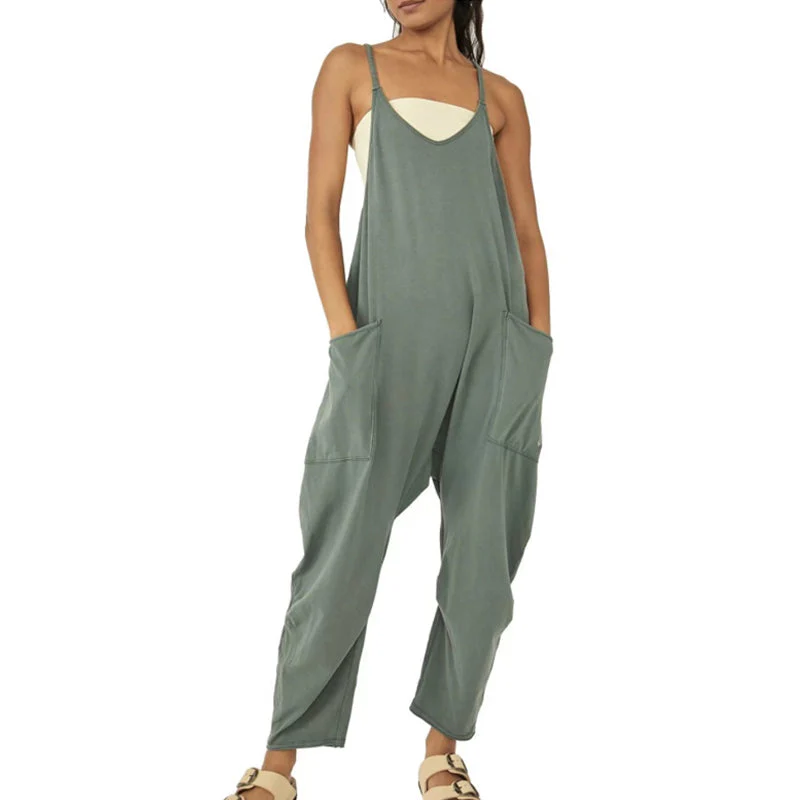 🔥Hot Sale- 49% OFF🔥Solid V-Neck Sling Pocket Jumpsuit - Image 9
