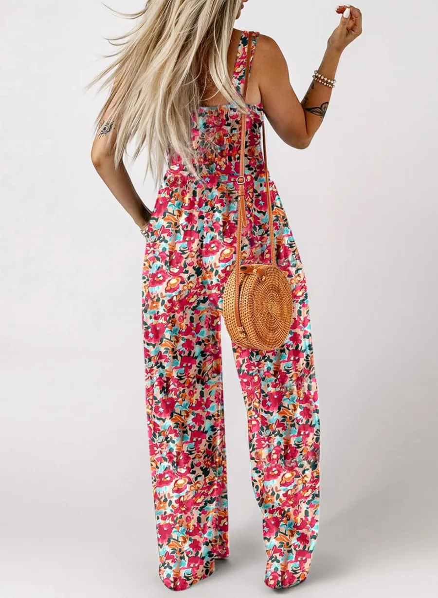 🏖️LAST DAY SALE: ONLY ￡14.99!!🌼Women’s Casual Print Sleeveless Overalls Jumpsuits - Image 6