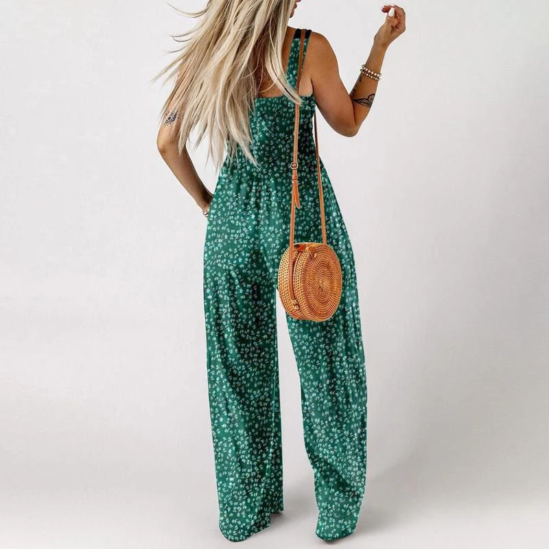 🏖️LAST DAY SALE: ONLY ￡14.99!!🌼Women’s Casual Print Sleeveless Overalls Jumpsuits - Image 9