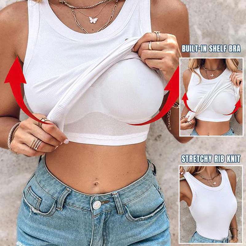 💖LAST DAY SPECIAL PRICE: ￡8.99!!💖Ribbed Stretchy Tank Top with Shelf Bra - Image 2