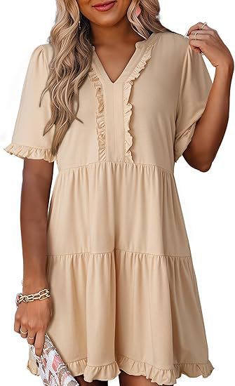 🔥2025 Summer New🌈Women's Ruffle Trim V-Neck Tiered Dress - Image 13