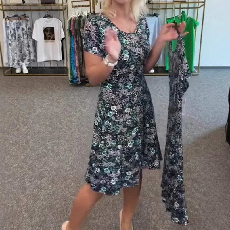 💐2025 New Arrival 50%OFF💖Women's Casual Scoop Neck Floral-Print Dress - Image 4