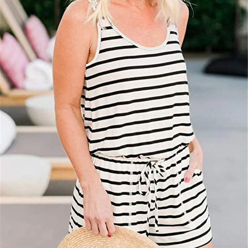 ⏰Hot Sale 49% OFF💃Women Sleeveless Scoop Neck Tank Top Casual Short Jumpsuit Rompers with Pockets - Image 8