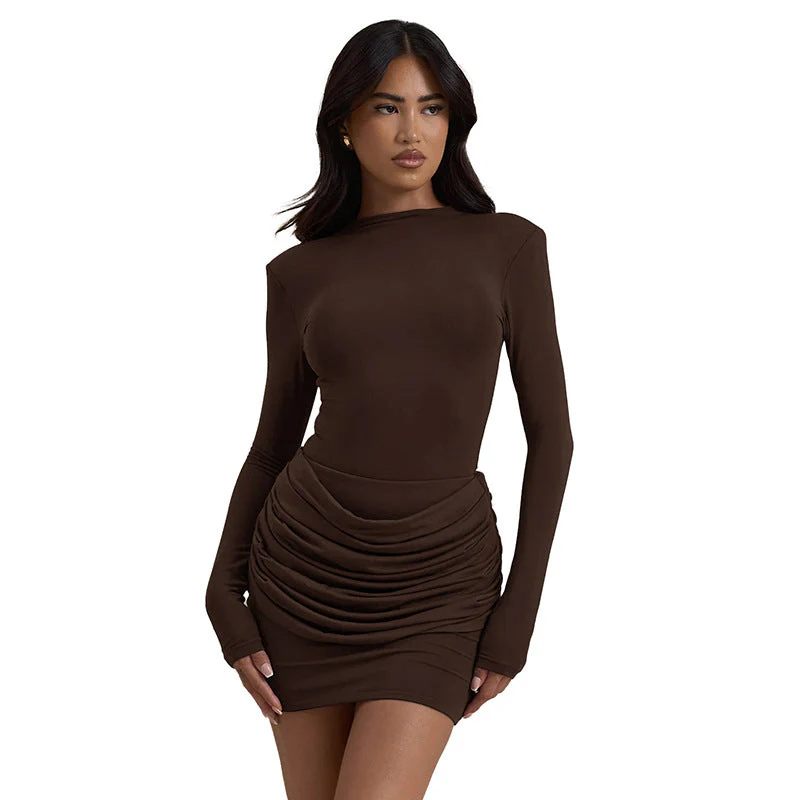 💃Last Day Sales -50% OFF🎉Women's Sexy Ruched Long Sleeve Bodycon Dress - Image 10
