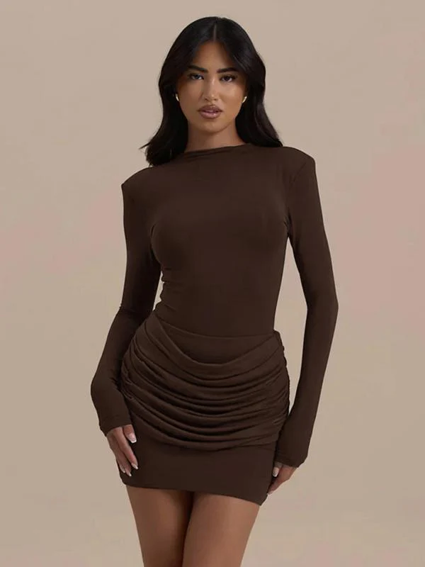 💃Last Day Sales -50% OFF🎉Women's Sexy Ruched Long Sleeve Bodycon Dress - Image 2